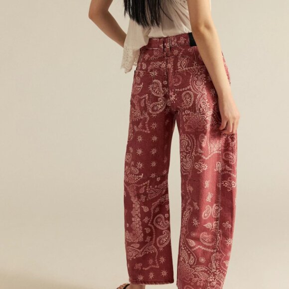 NWT We The Free Good Luck Printed Barrel Jeans - 27p - Picture 2 of 4